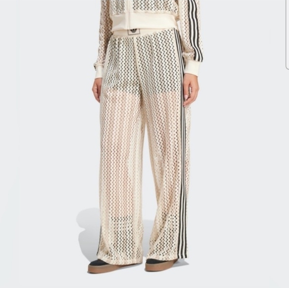 adidas Pants - Adidas Originals Women's Knitted Crochet Firebird Track Pants - Winter White